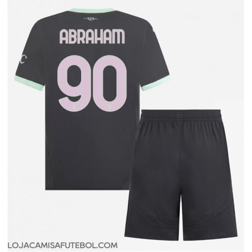 Camisa de Futebol AC Milan Tammy Abraham #90 Equipamento Alternativo Infantil 2024-25 Manga Curta (+ Calças curtas)